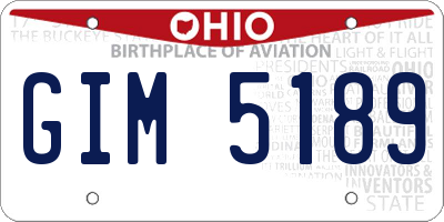 OH license plate GIM5189