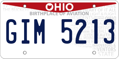OH license plate GIM5213