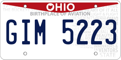 OH license plate GIM5223