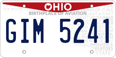 OH license plate GIM5241