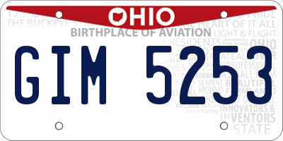 OH license plate GIM5253