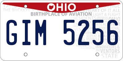 OH license plate GIM5256
