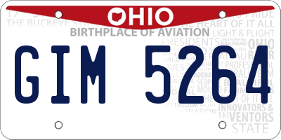 OH license plate GIM5264