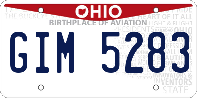 OH license plate GIM5283