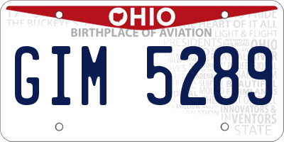 OH license plate GIM5289