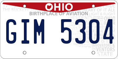 OH license plate GIM5304