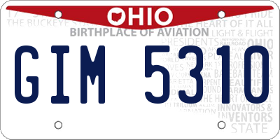 OH license plate GIM5310