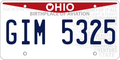 OH license plate GIM5325