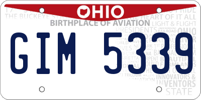 OH license plate GIM5339