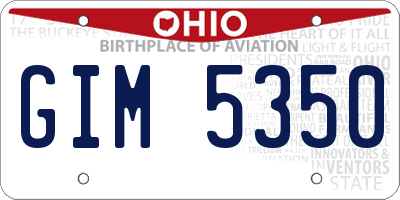 OH license plate GIM5350