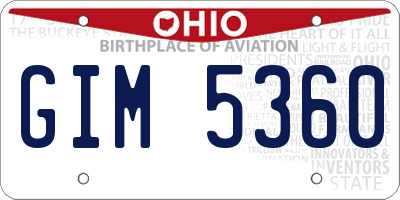 OH license plate GIM5360