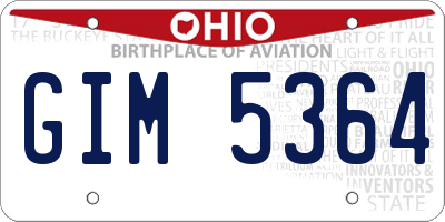 OH license plate GIM5364