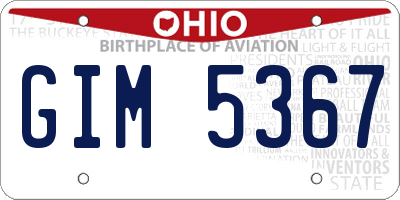 OH license plate GIM5367