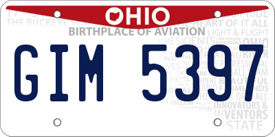 OH license plate GIM5397