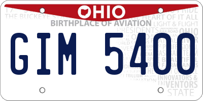 OH license plate GIM5400
