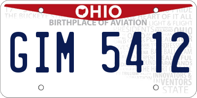 OH license plate GIM5412