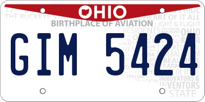 OH license plate GIM5424