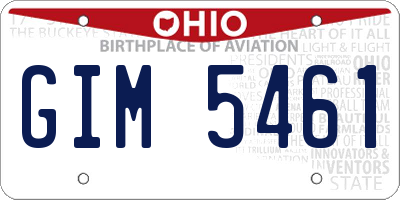OH license plate GIM5461