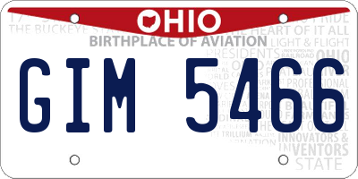 OH license plate GIM5466