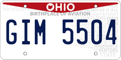 OH license plate GIM5504