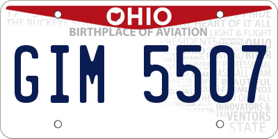 OH license plate GIM5507
