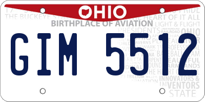 OH license plate GIM5512