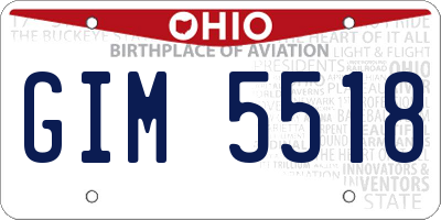 OH license plate GIM5518
