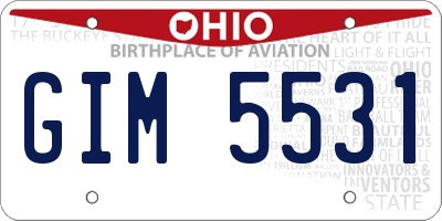 OH license plate GIM5531