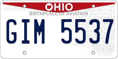 OH license plate GIM5537