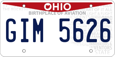 OH license plate GIM5626