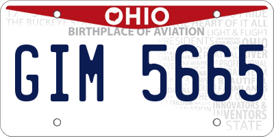 OH license plate GIM5665