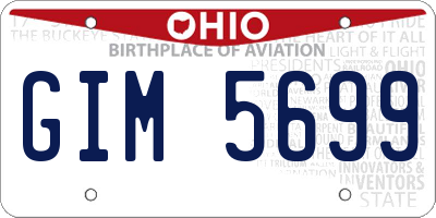 OH license plate GIM5699