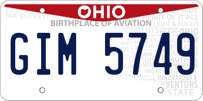 OH license plate GIM5749