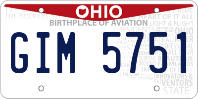 OH license plate GIM5751