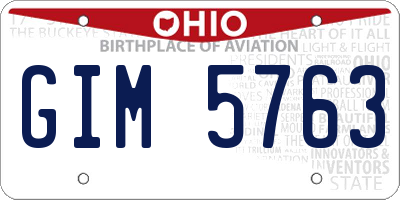 OH license plate GIM5763