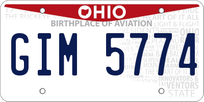 OH license plate GIM5774