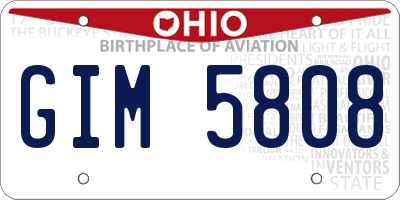 OH license plate GIM5808