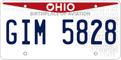 OH license plate GIM5828