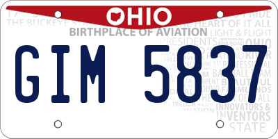 OH license plate GIM5837