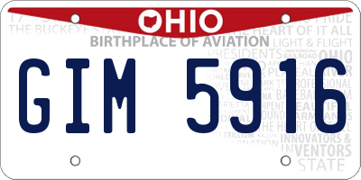 OH license plate GIM5916