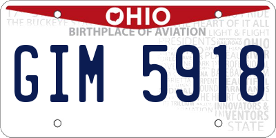 OH license plate GIM5918