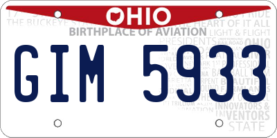 OH license plate GIM5933