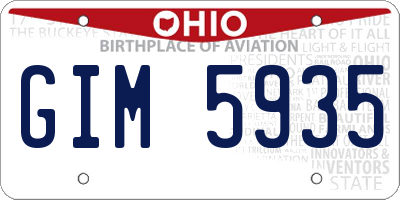 OH license plate GIM5935