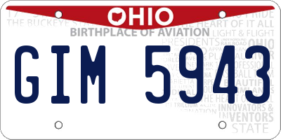OH license plate GIM5943