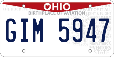 OH license plate GIM5947