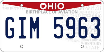 OH license plate GIM5963