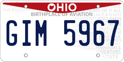 OH license plate GIM5967