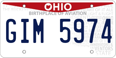 OH license plate GIM5974