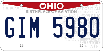 OH license plate GIM5980