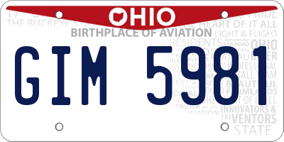 OH license plate GIM5981
